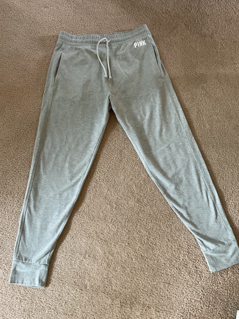 PINK Victoria's Secret Light Gray women’s  Drawstring Joggers. Size L